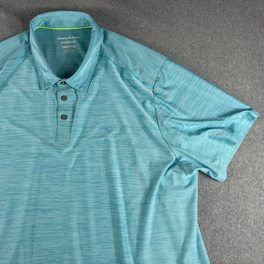Tommy Bahama Polo Shirt Men 3XLB Blue Palm Coast IslandZone Short Sleeve